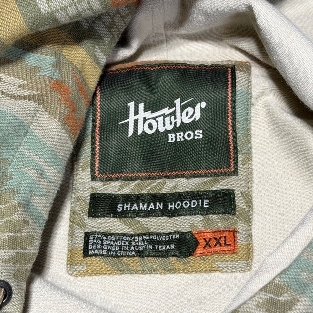 Howler Bros Shaman Hoodie Mens XXL Cream Southwestern Jacquard Full Zip Jacket - Picture 4 of 6